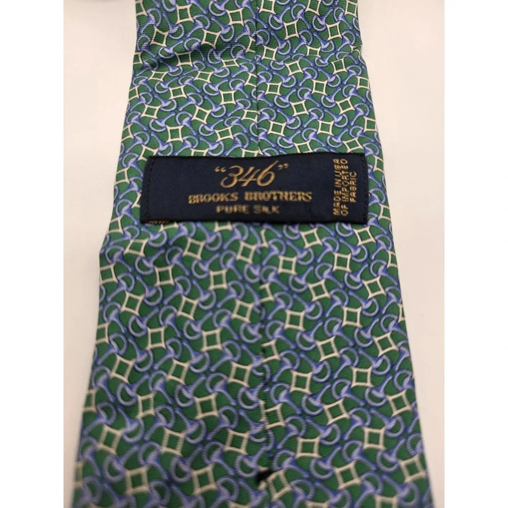Brooks Brothers 346 Geometric Green Blue Tie 57